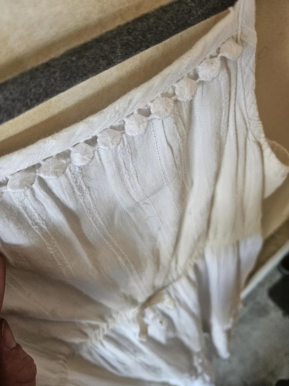 Cat & Jack Girls White Smocked Eyelet Lace Tiered Midi Dress Medium 7/8
